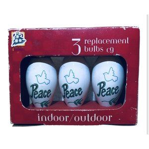 Vtg 1996 Christmas “Peace” & Doves 7 watt‎ Replacement Bulbs  3 Per Pk See Pics